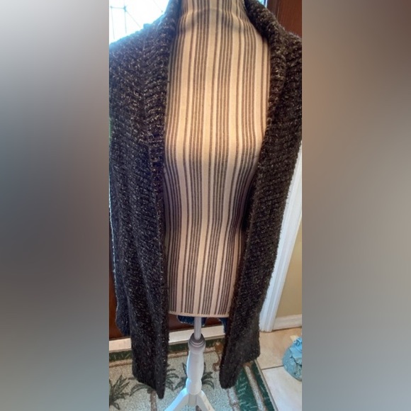 Cache open front black & white tweet sweater size medium - Picture 8 of 13